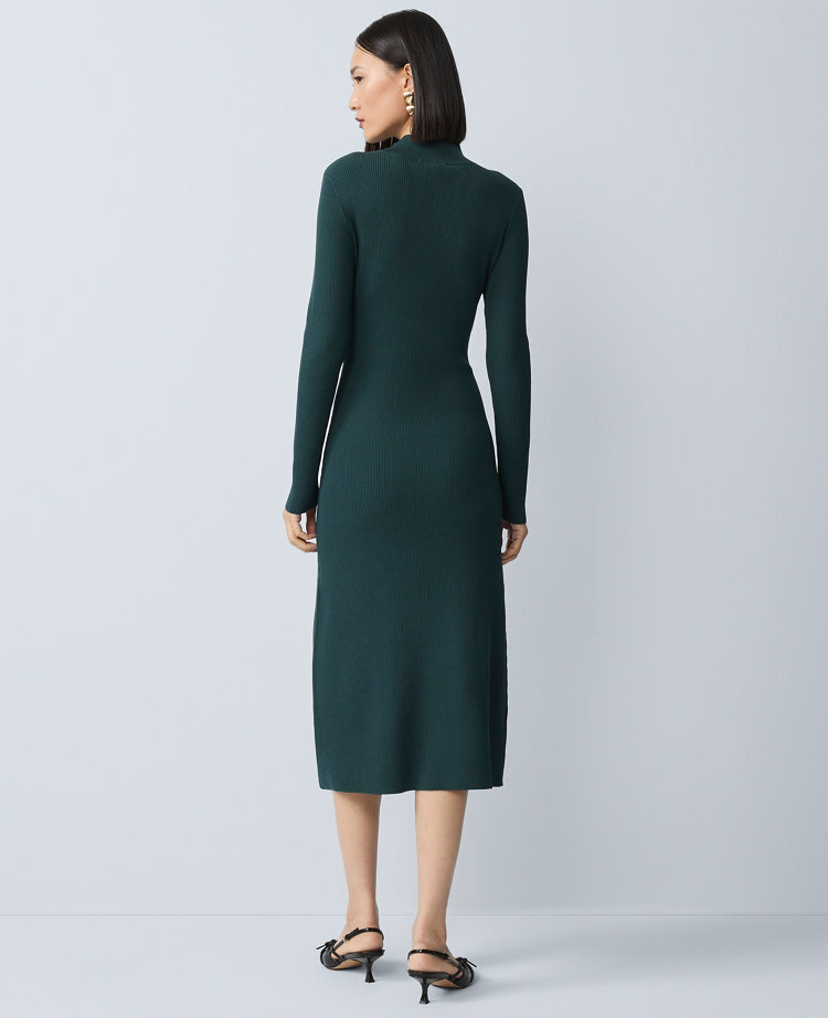 Petite Ribbed Button Sweater Dress