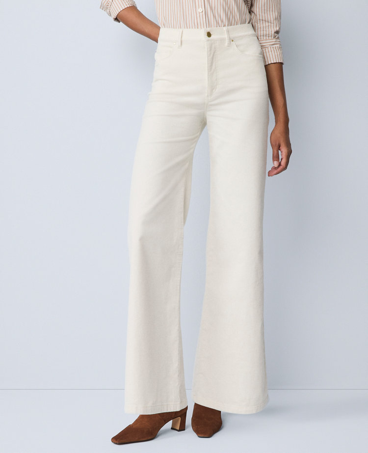Ann Taylor Weekend Collection Wide-leg Corduroy Pant In White