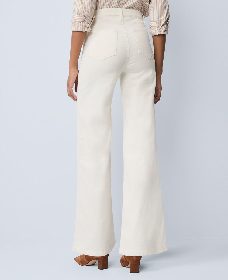 Ann Taylor Weekend Collection Wide-leg Corduroy Pant In White