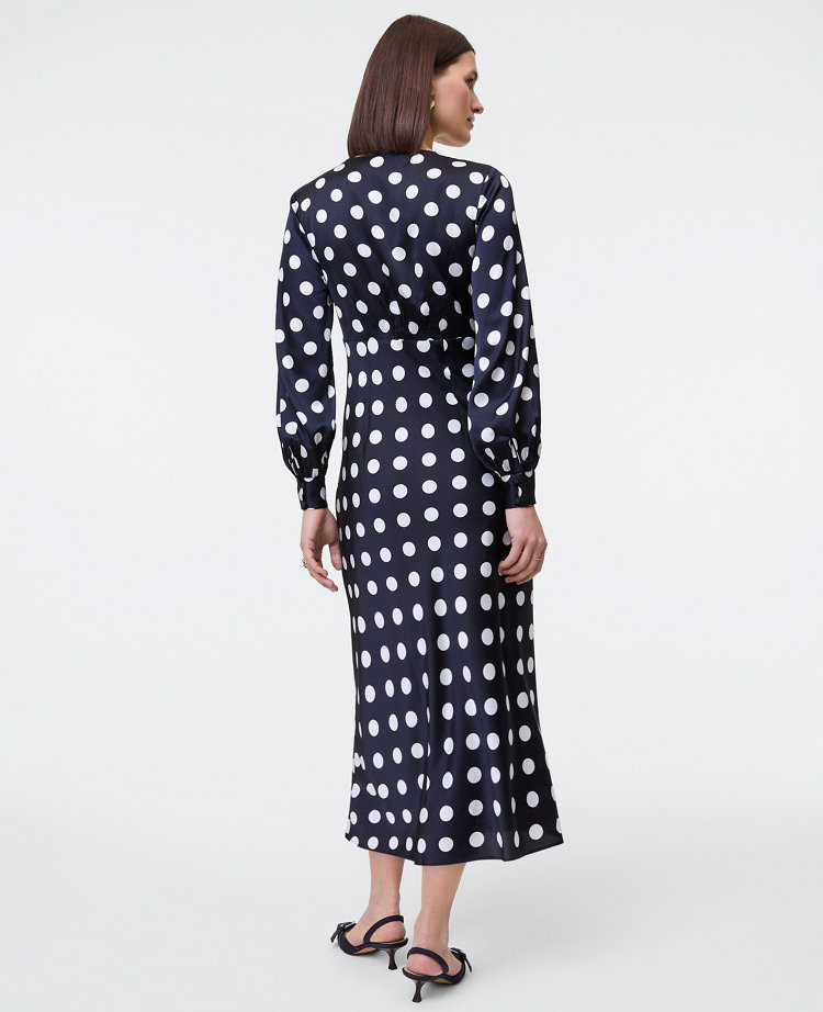 Satin Dotted Midi Dress