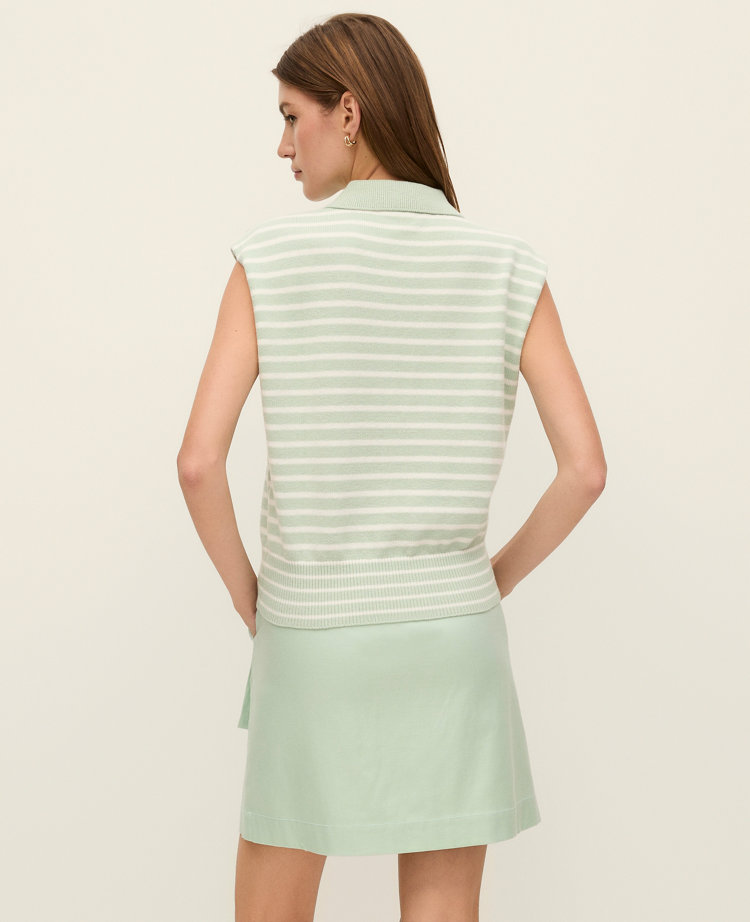 Weekend Collection Striped Collared Sweater Vest