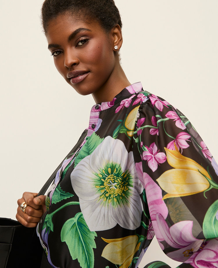 Floral Ruffle Trim Blouse