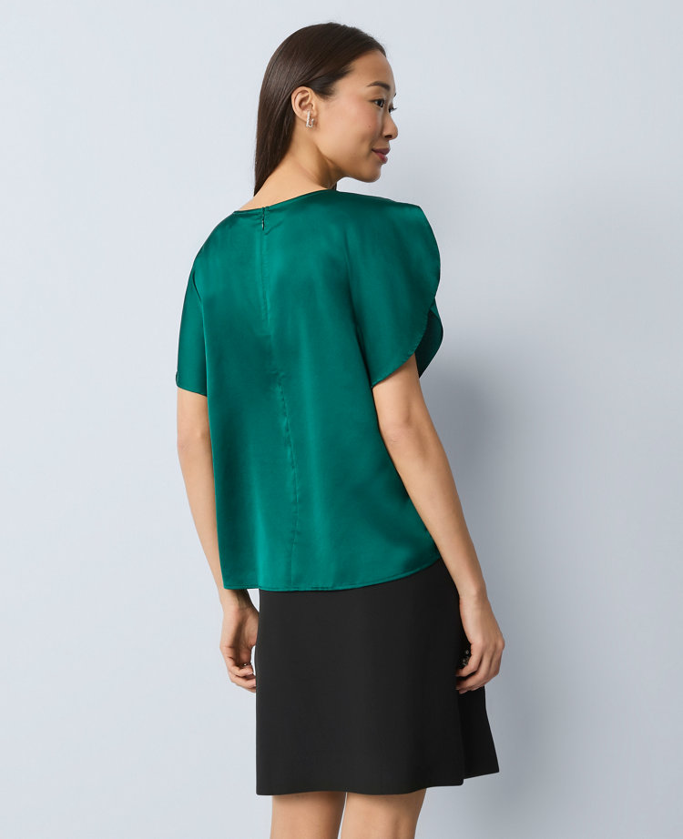 Petite Draped Satin Blouse