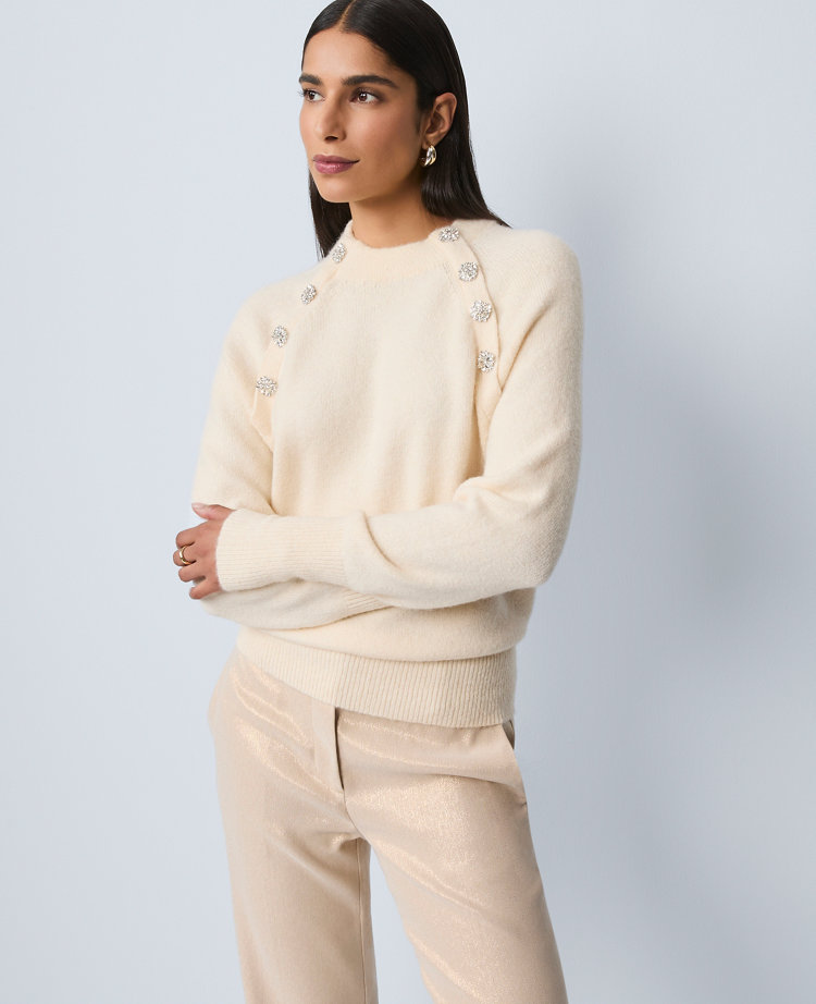 Embellished Mock Neck Sweater