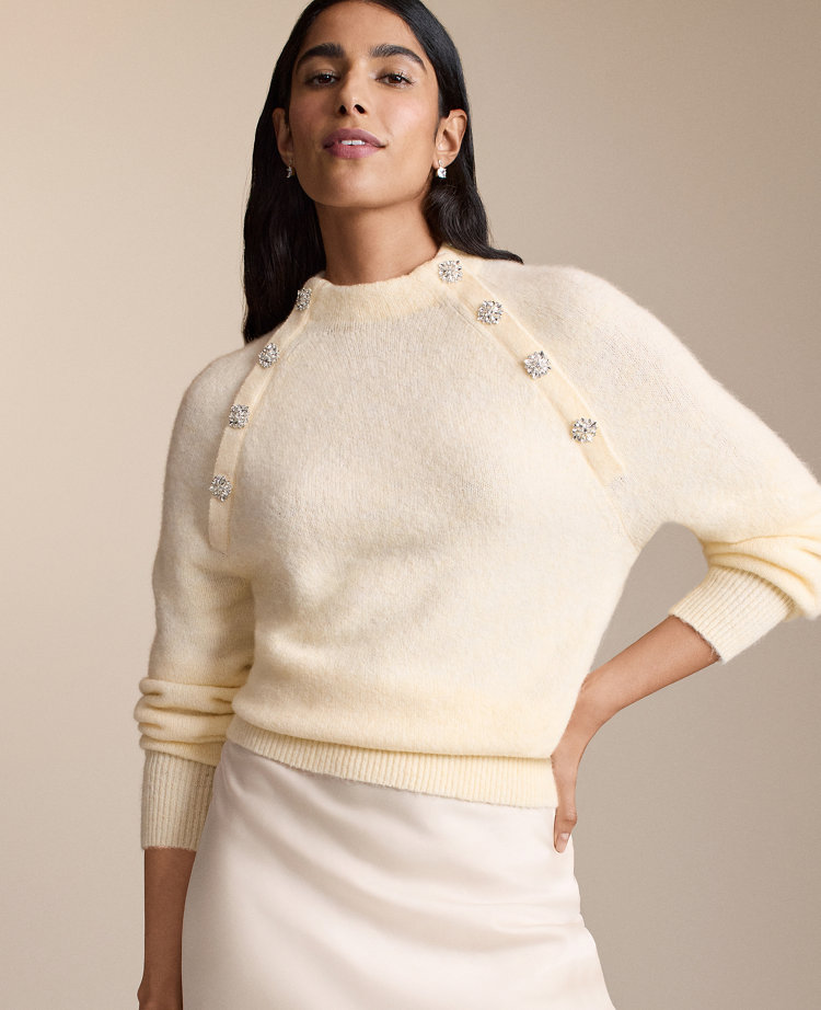 Embellished Mock Neck Sweater