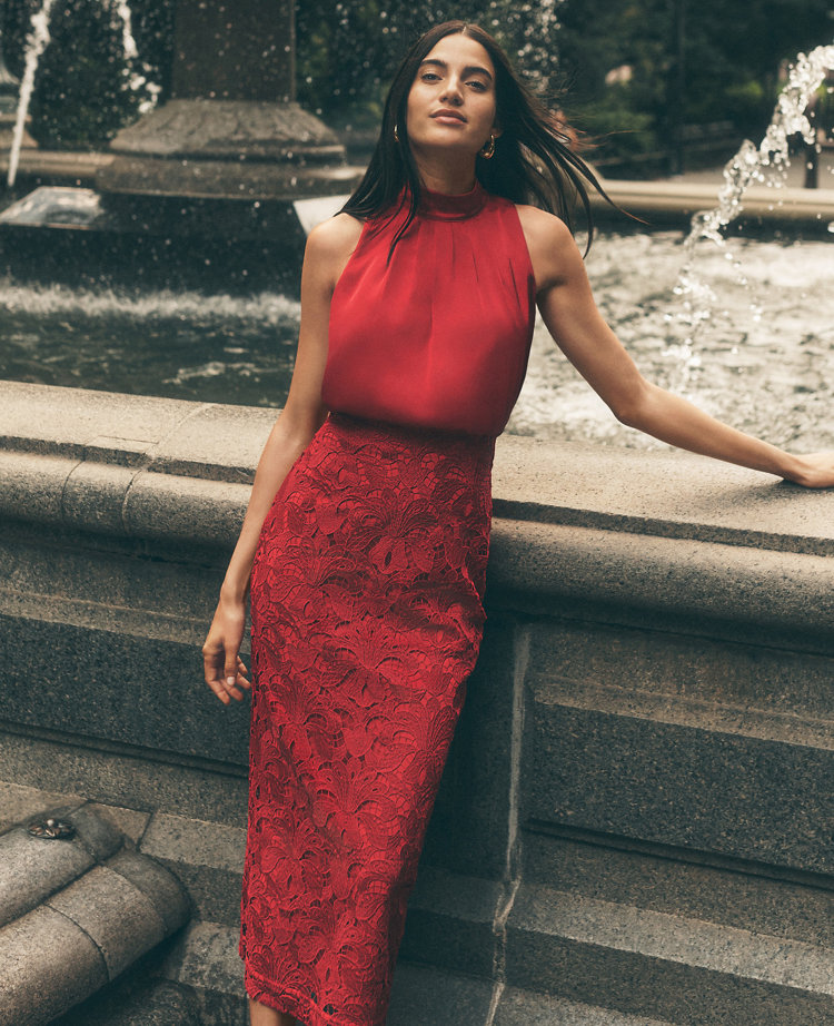 Petite Mixed Media Halter Sheath Dress