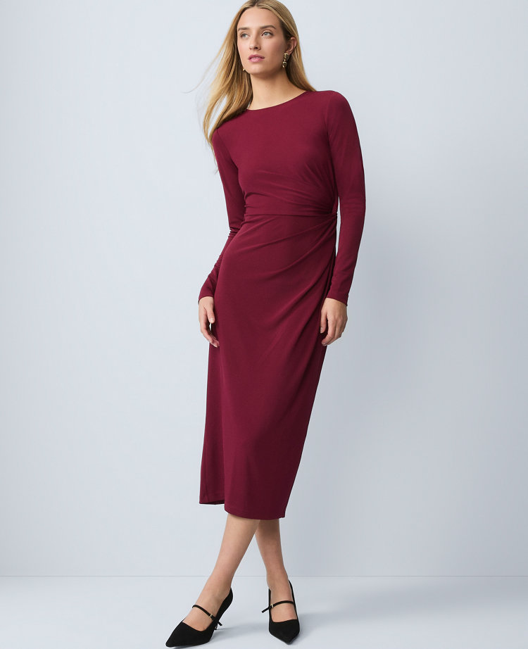 Petite Crew Neck Twist Sheath Dress