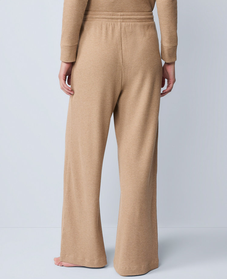 Ann Taylor Waffle Wide Leg Lounge Pants In Brown