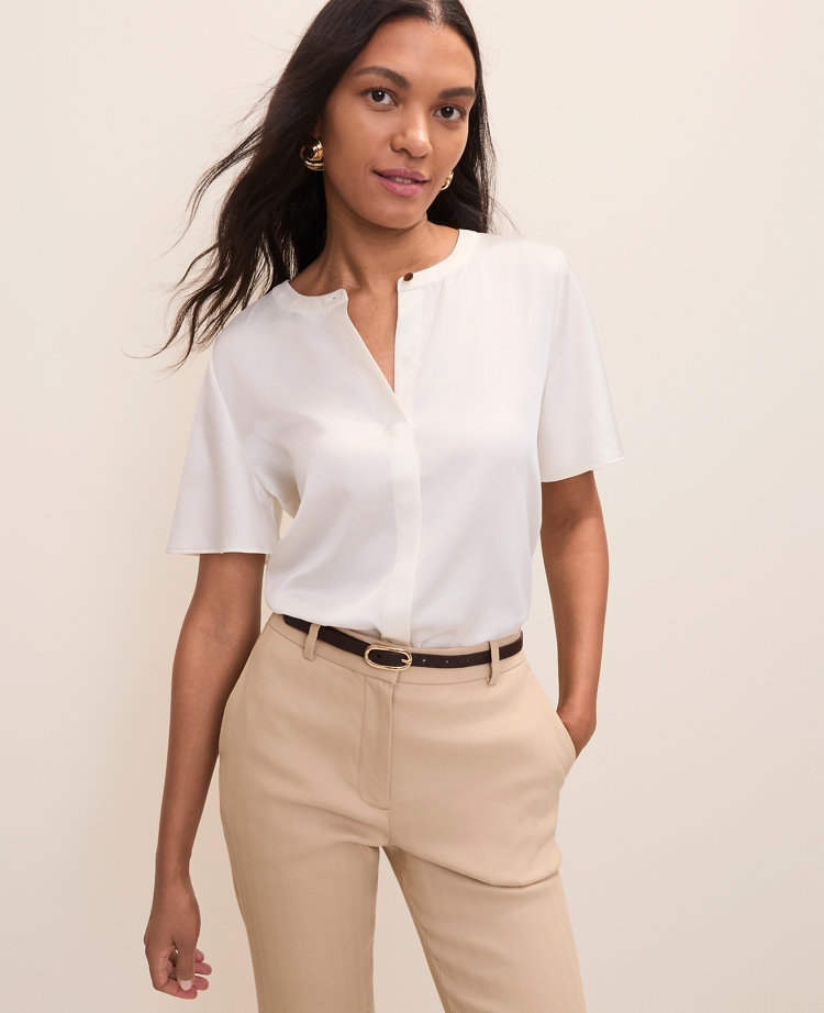 Flutter Sleeve Top in Satin carousel Product Image 1
