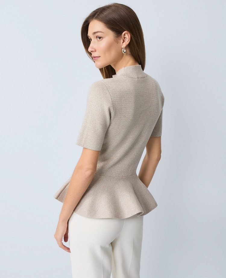 Petite Metallic Peplum Top