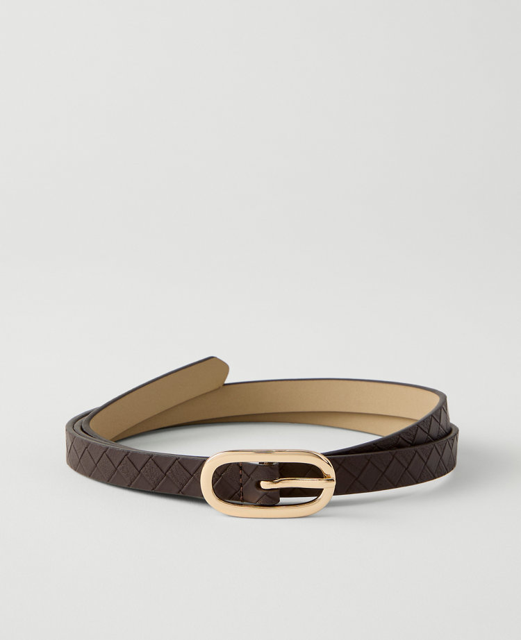 Ann Taylor Skinny Woven Leather Belt Women's