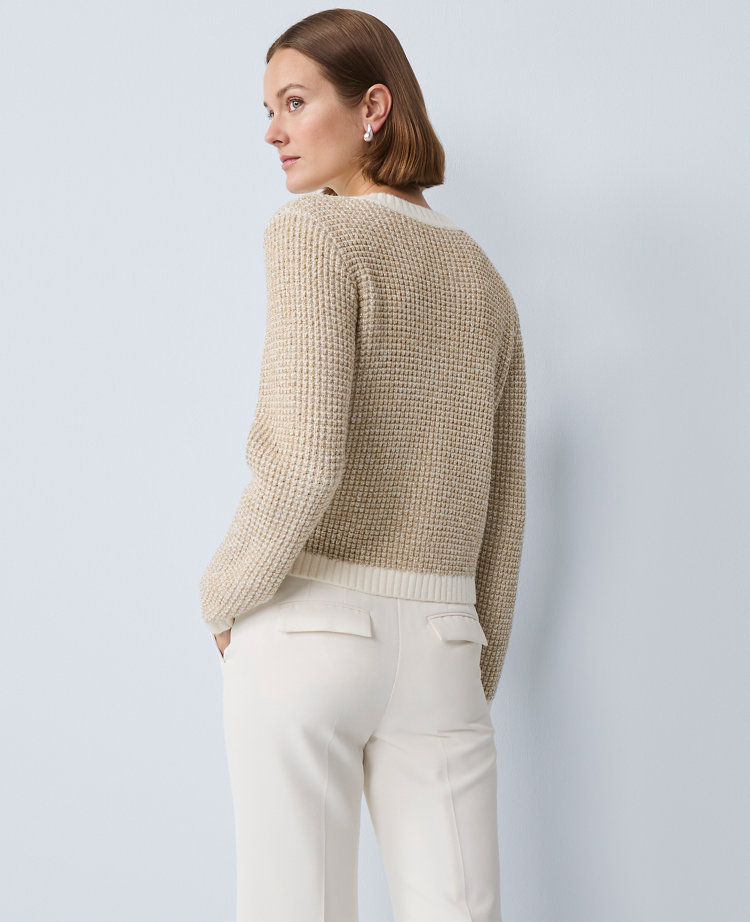 Petite Metallic Waffle Knit Sweater Jacket