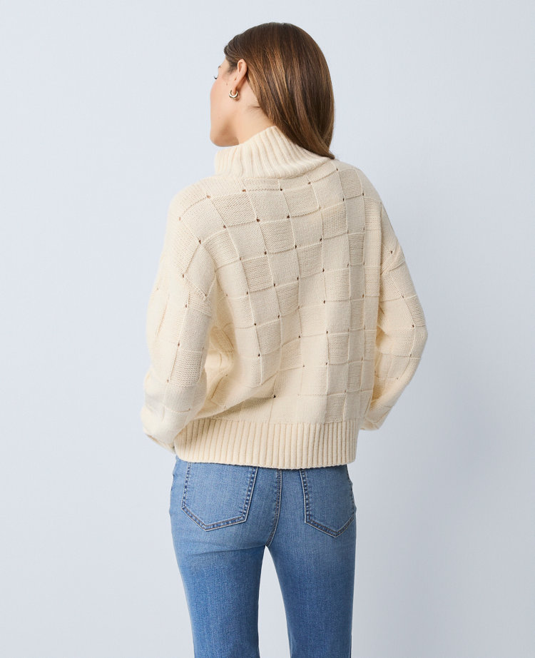 Petite Weekend Collection Textured Turtleneck Sweater
