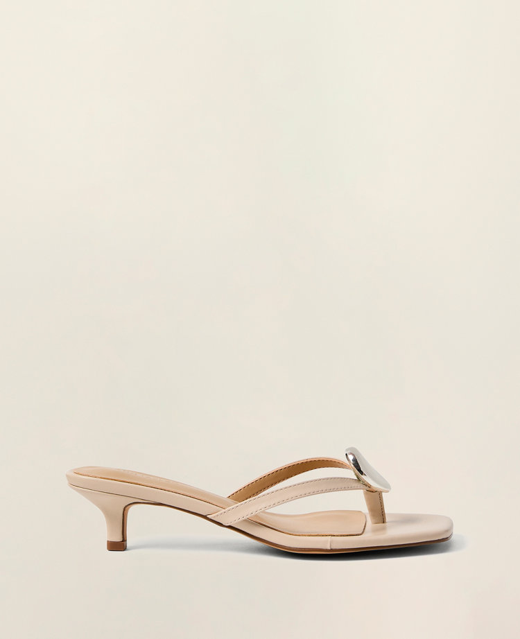 Leather Flip Flop Heeled Sandal