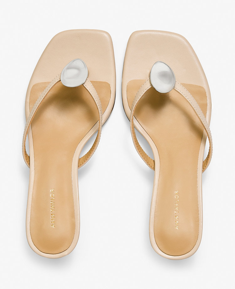 Leather Flip Flop Heeled Sandal