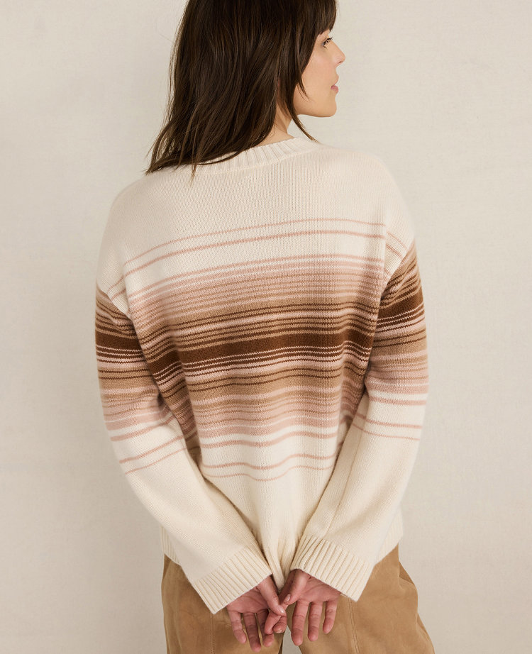 Ann Taylor Haven Well Within Cashmere Ombré Stripe Crewneck Sweater In Neutral
