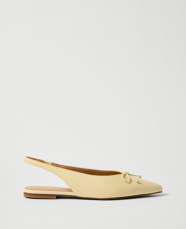 Weekend Collection Leather Bow Slingback Flat