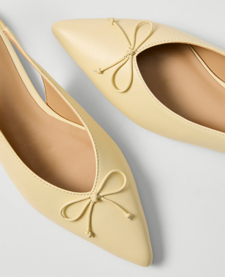 Weekend Collection Leather Bow Slingback Flat
