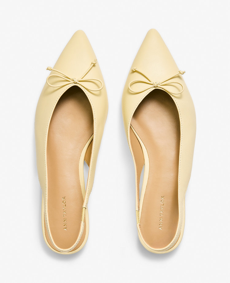 Weekend Collection Leather Bow Slingback Flat