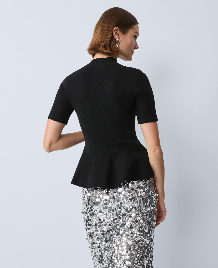 Petite Mock Neck Peplum Top