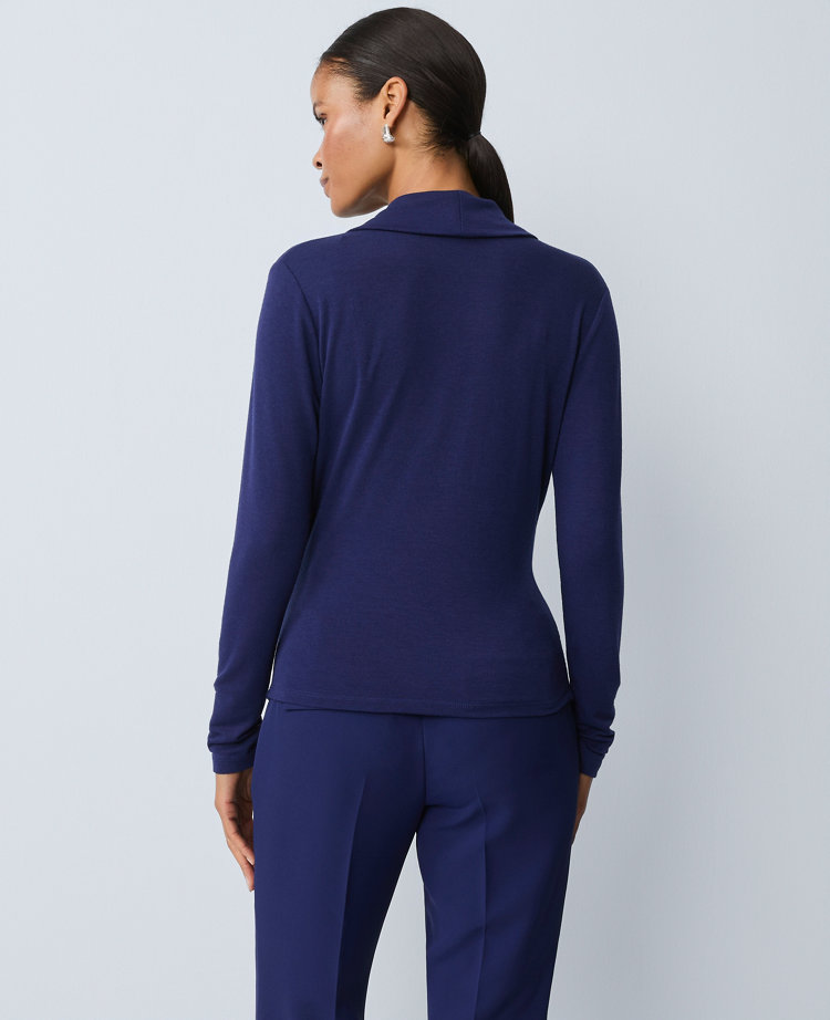 Shawl Collar Draped Blouse