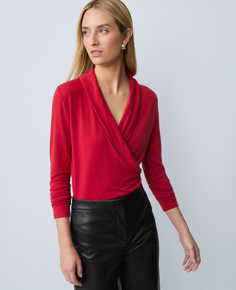 Ann Taylor Shawl Collar Draped Blouse