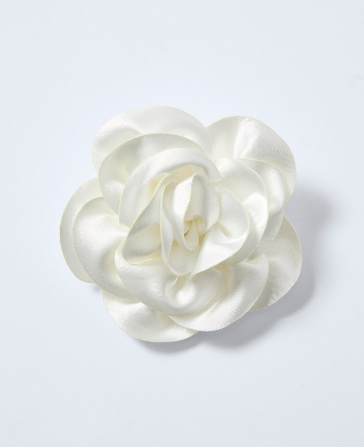 Ann Taylor Satin Rosette Brooch In White