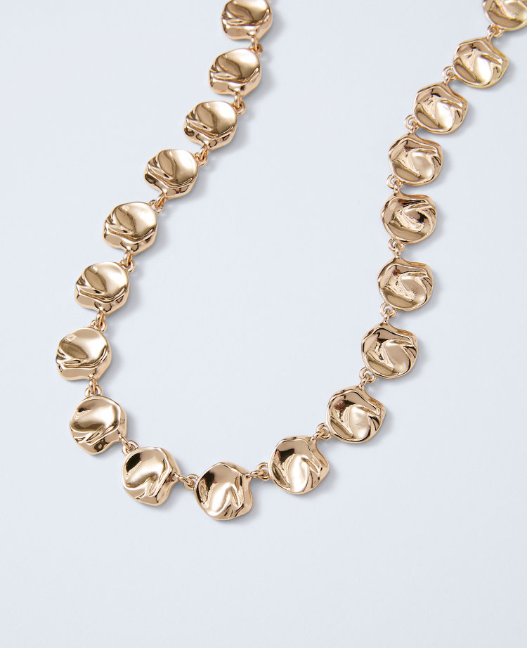 Hammered Metal Disc Necklace