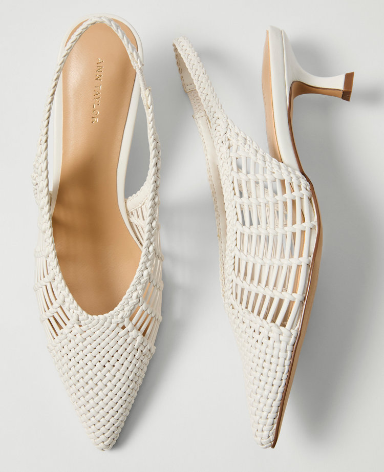 Woven Nip Toe Slingback Pumps