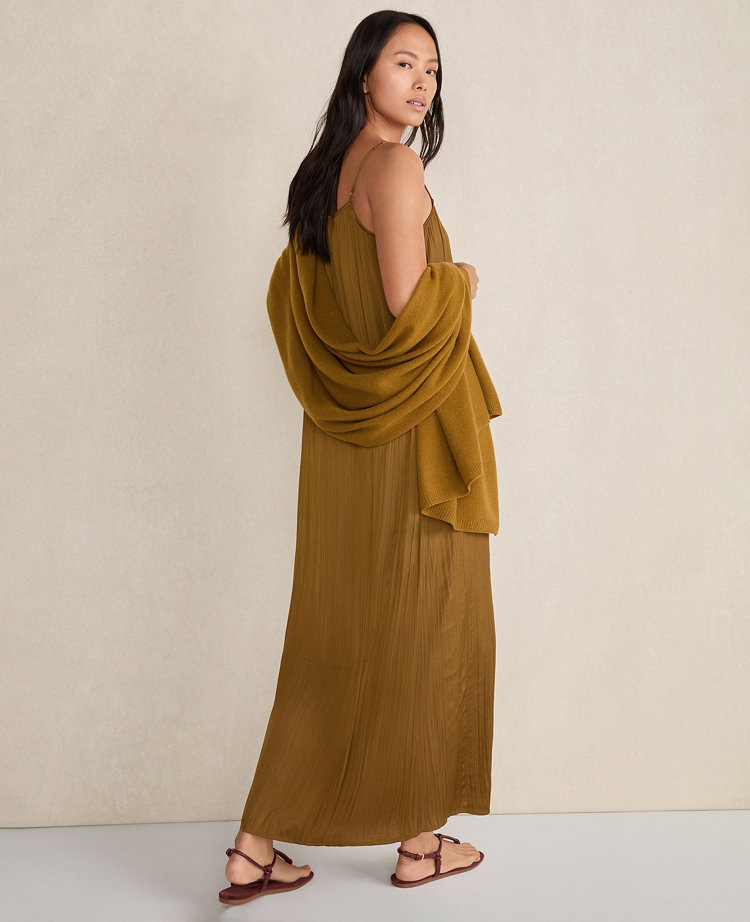 Ann Taylor Haven Well Within Silky Pleated Maxi Dress In Green