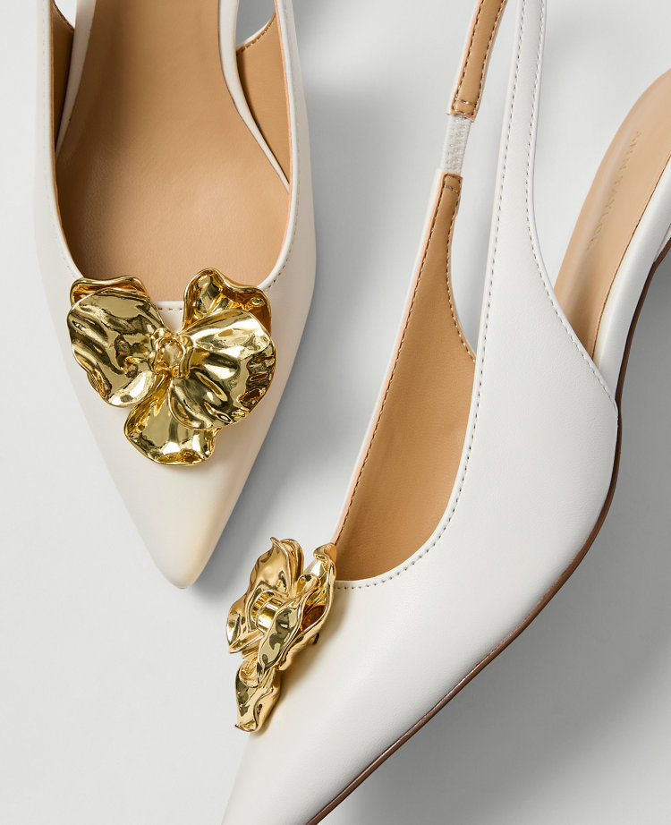 Flower Patent Leather Slingback Pump