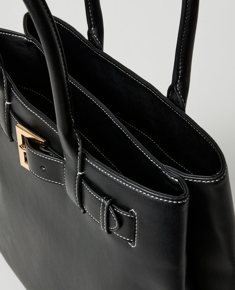 Belted Leather Tote