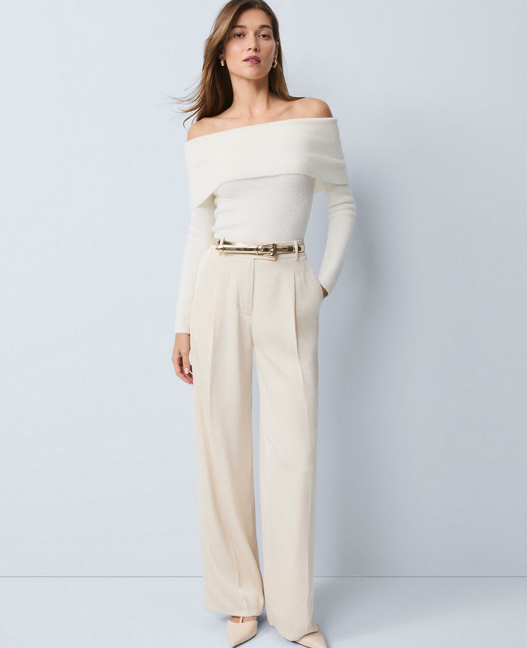 The Petite Pleated Trouser in Satin