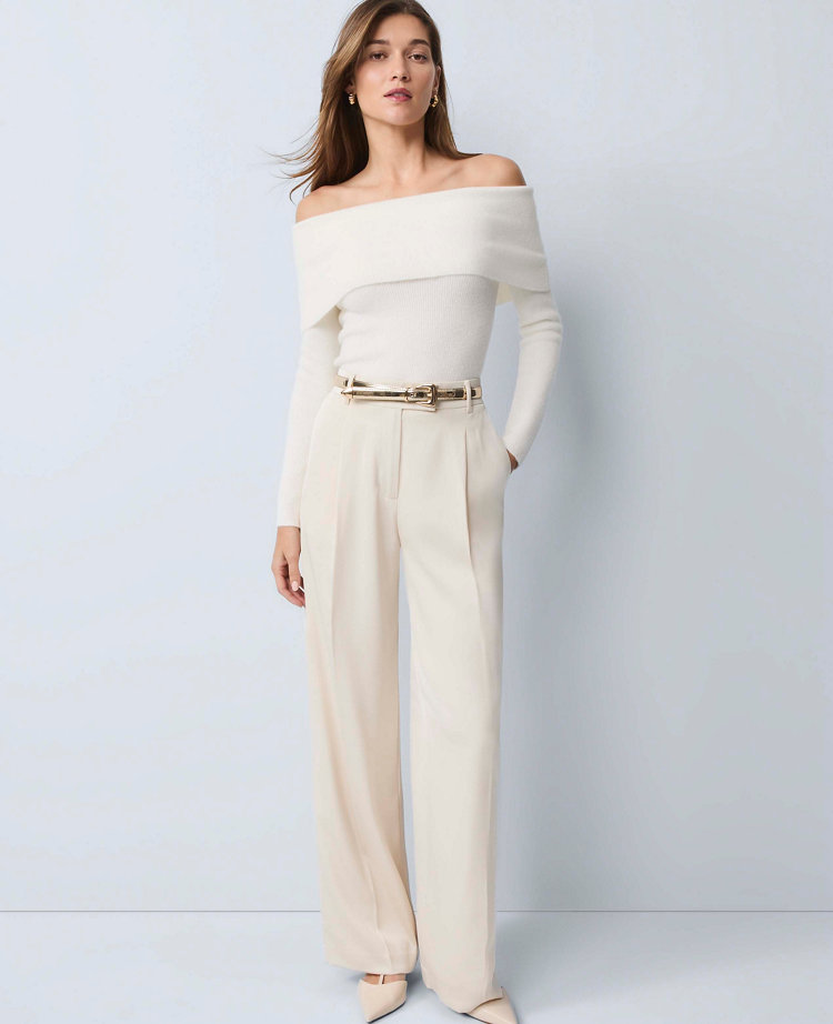 The Petite Pleated Trouser in Satin