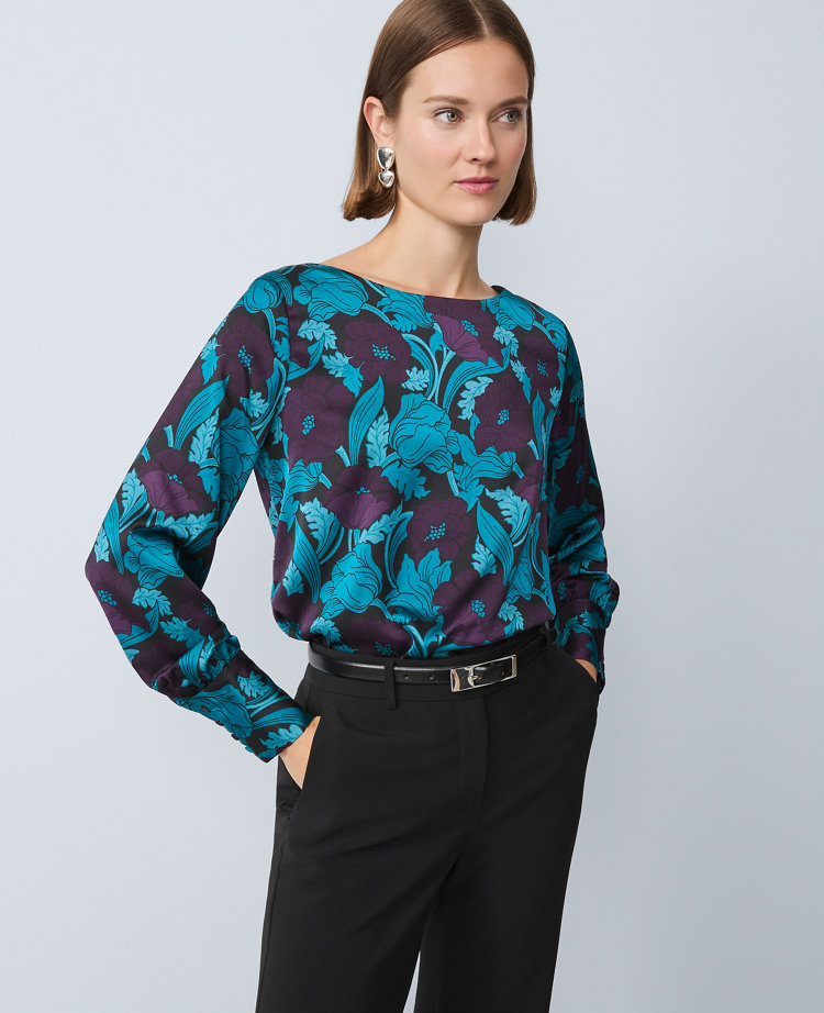 Petite Floral Boatneck Blouse