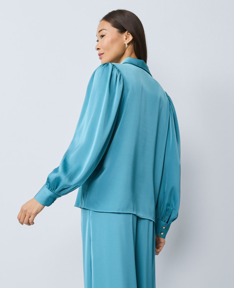 Satin Blouson Sleeve Blouse