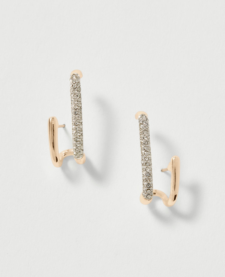 Pavé Double Loop Drop Earrings