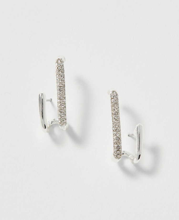 Pavé Double Loop Drop Earrings