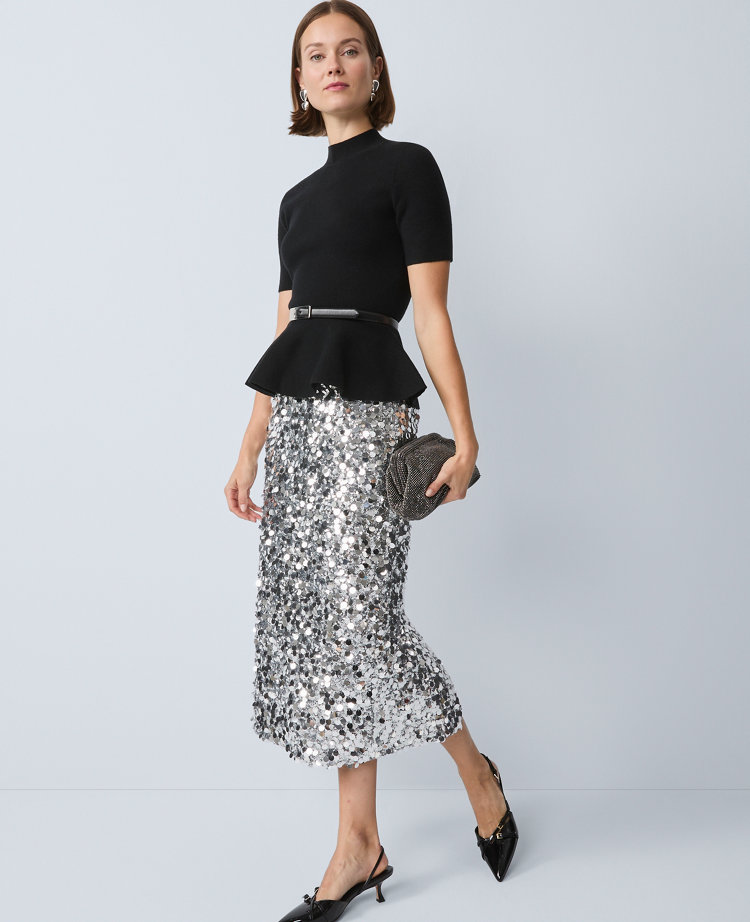 Ann Taylor Petite Sequin Column Midi Skirt