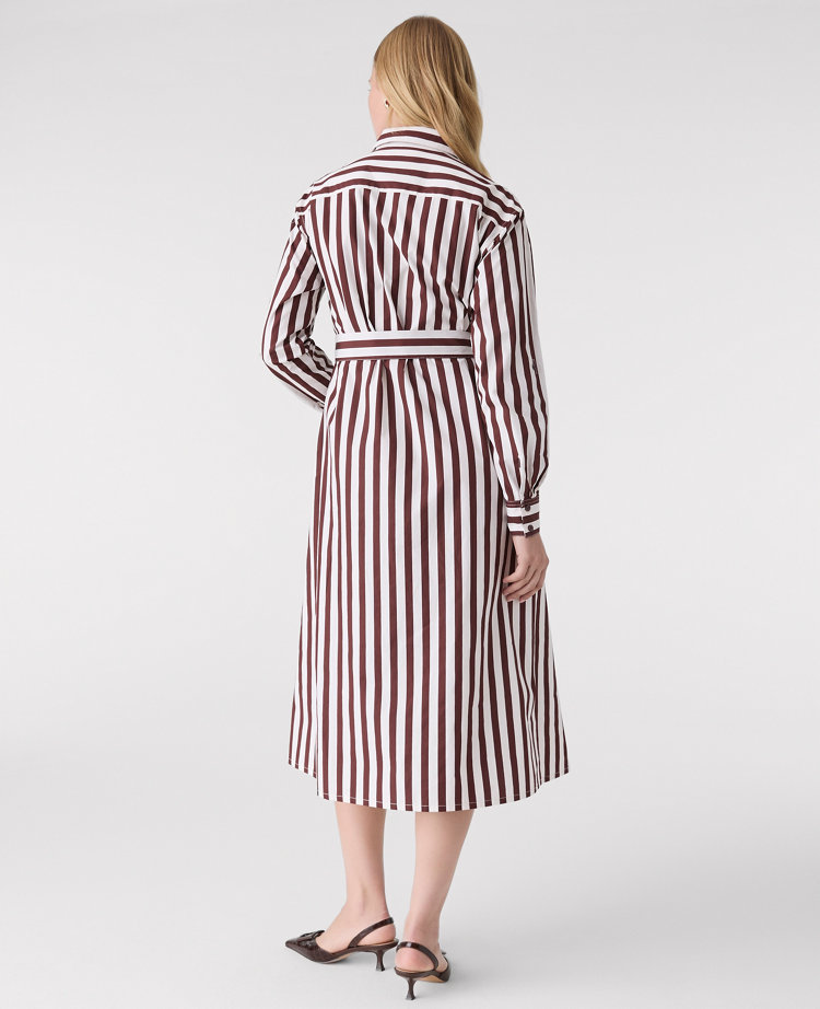 Striped Collared Midi Shirtdress
