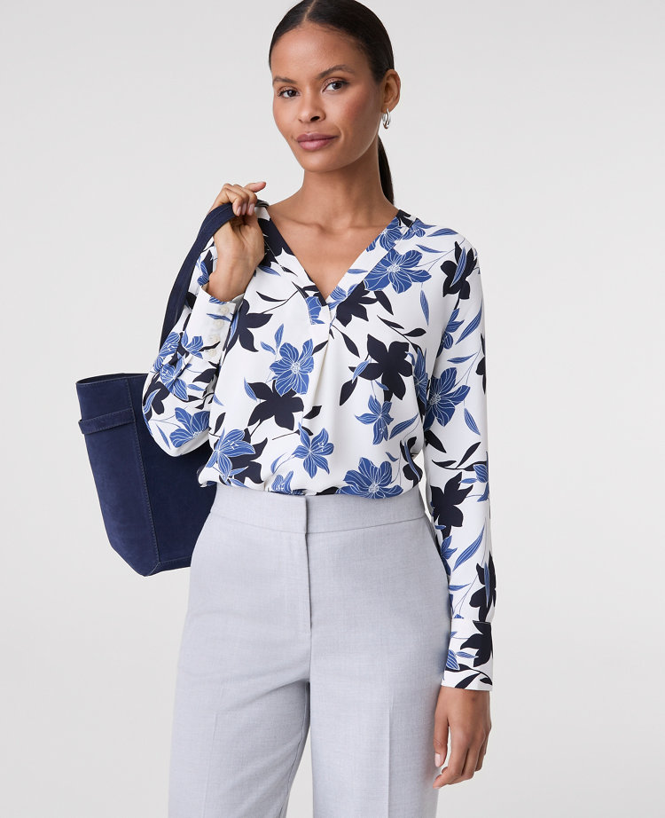 Floral Pleat Front Top