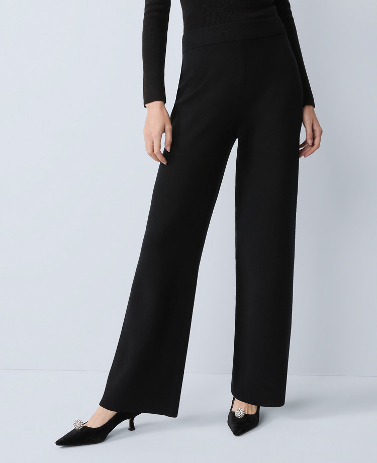 Ann Taylor The Wide-leg Sweater Pant In Black