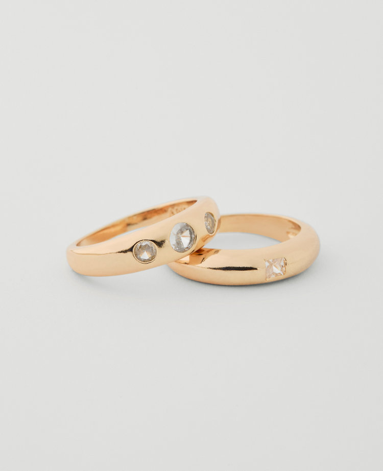 Ann Taylor Crystal Ring Set In Gold