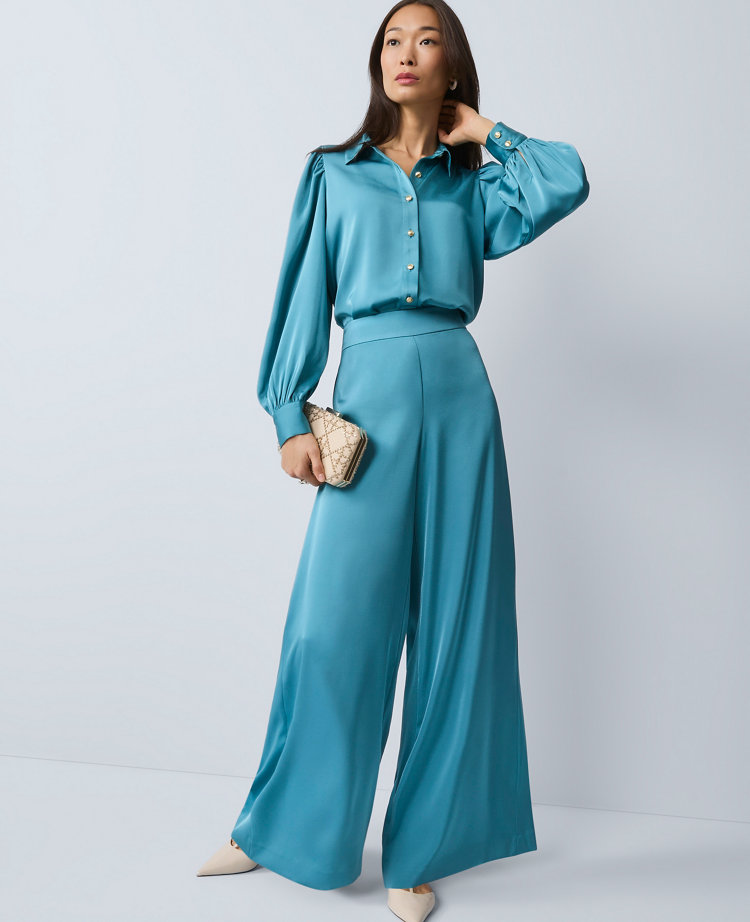 Ann Taylor The Petite Statement Palazzo Pant In Blue
