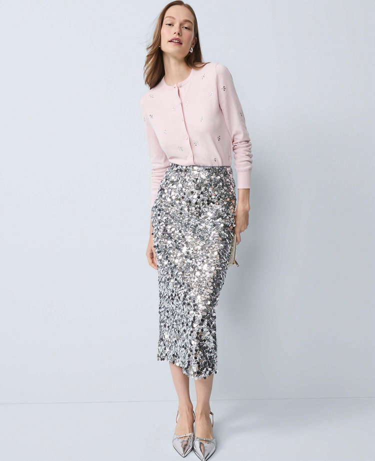Ann Taylor Sequin Column Midi Skirt