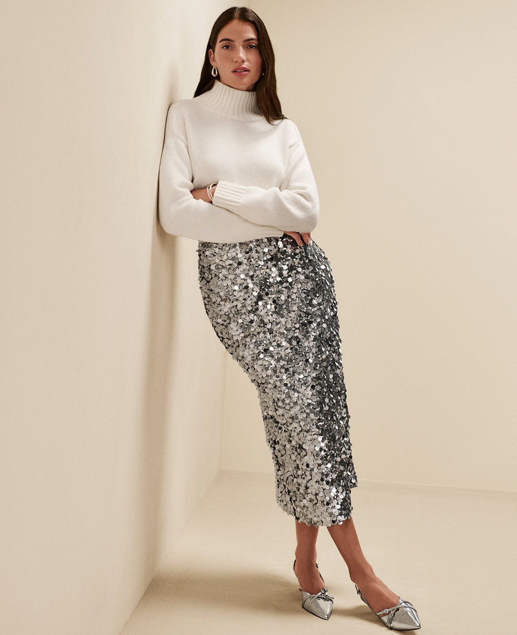 Ann Taylor Sequin Column Midi Skirt