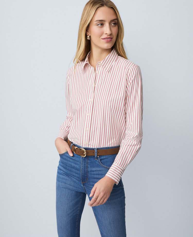 Petite Weekend Collection Striped Relaxed Perfect Shirt