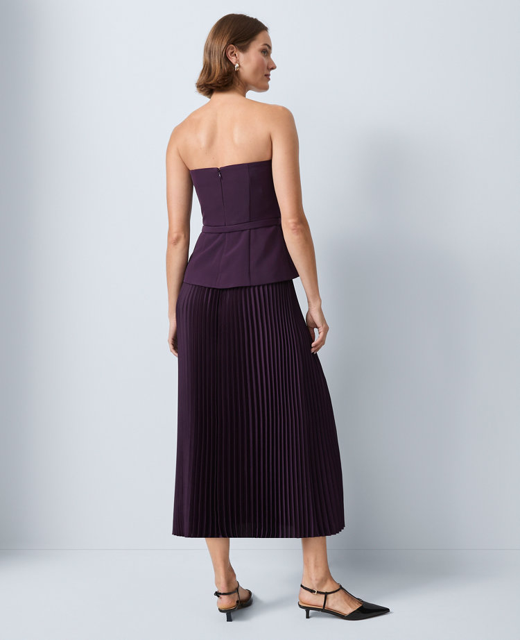 Petite Crepe Pleated Midi Dress