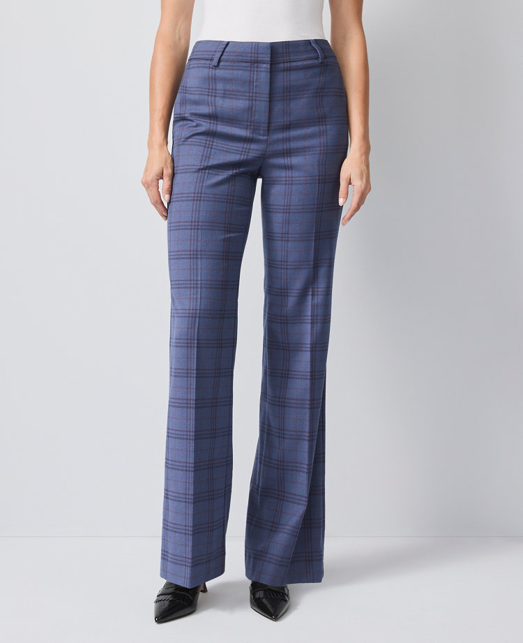 The Petite Flare Trouser in Plaid - Curvy Fit