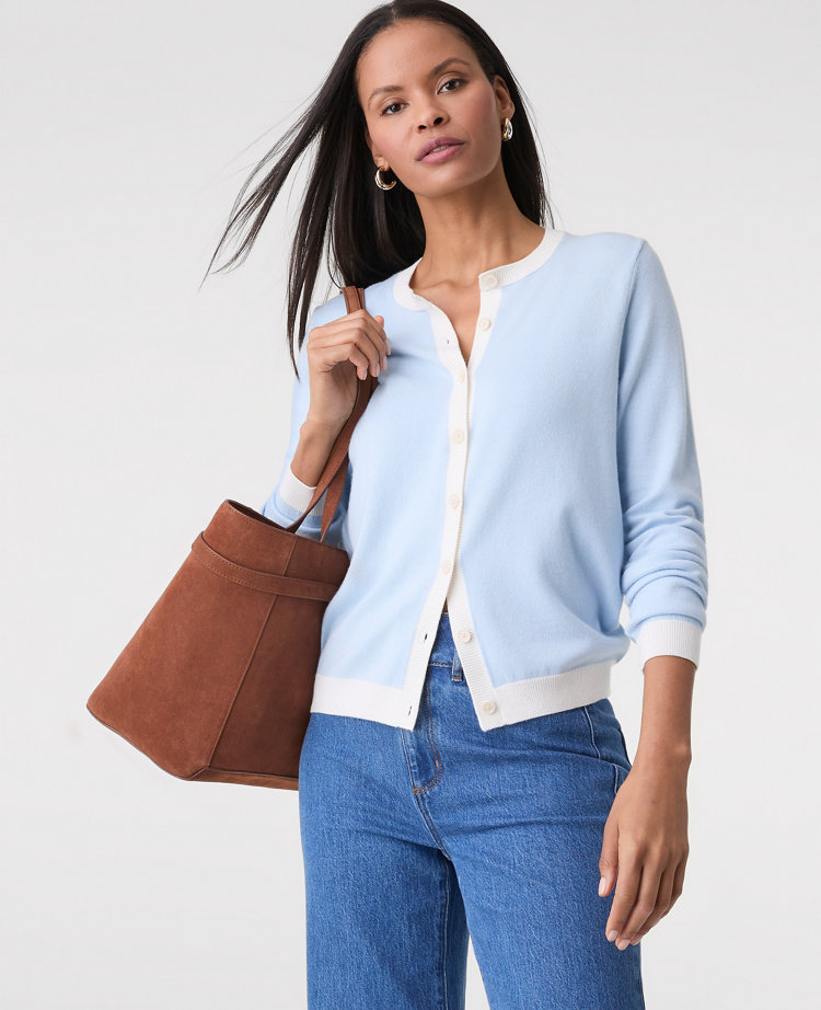 Contrast Trim Ann Cardigan